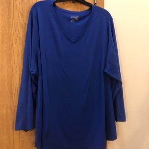 FREE SHIP!!!   5X V-NECK ROYAL BLUE TEE-Terra & Sky Knit w long sleeves